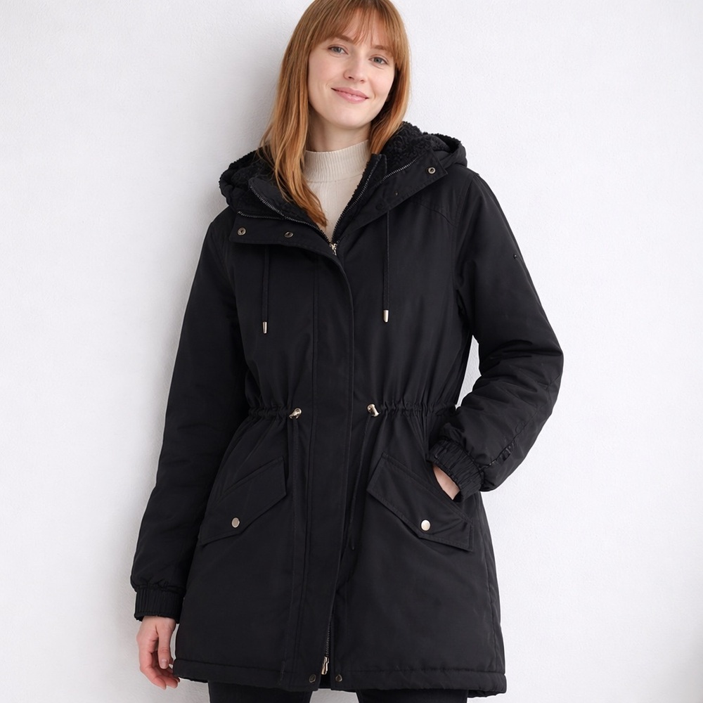 Banana Republic Hooded Parka Coat – Women’s Petite Medium – Black